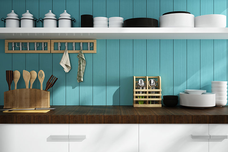 blue kitchen remodel Eugene Oregon