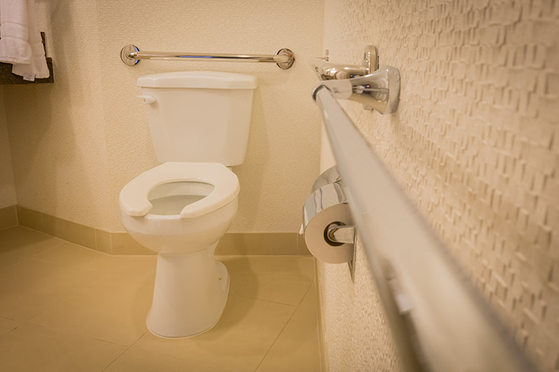 accessible bathroom with grab bars
